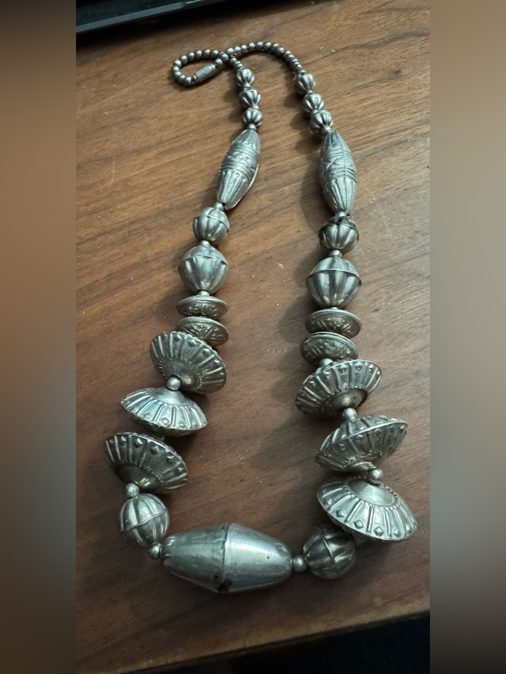Vintage Melon/Torpedo/Hogan Metal Bead Tribal/Boho Chunky Necklace *READ*